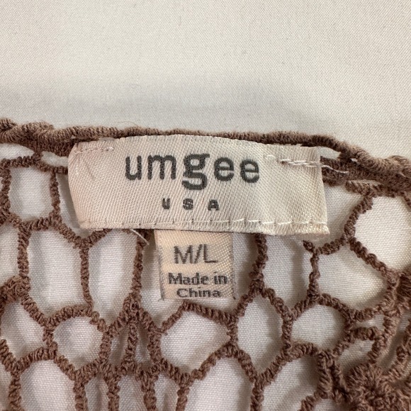 Umgee Crochet Lace Mesh Tank Top Womens M/L Brown Racerback Boho | Cottagecore - Picture 4 of 7